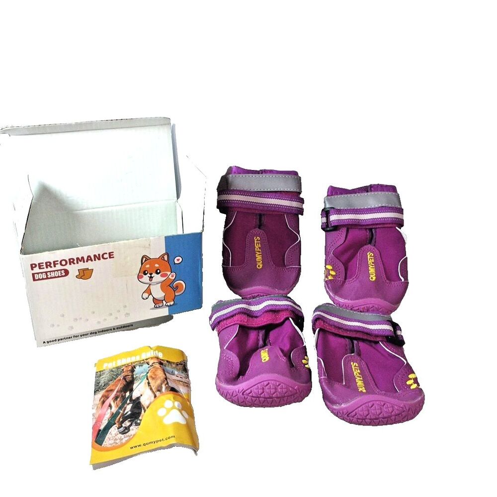 QUMY Dog Shoes Size 5 Waterproof PerformanceBoots Purple Anti Slip Paw Protector